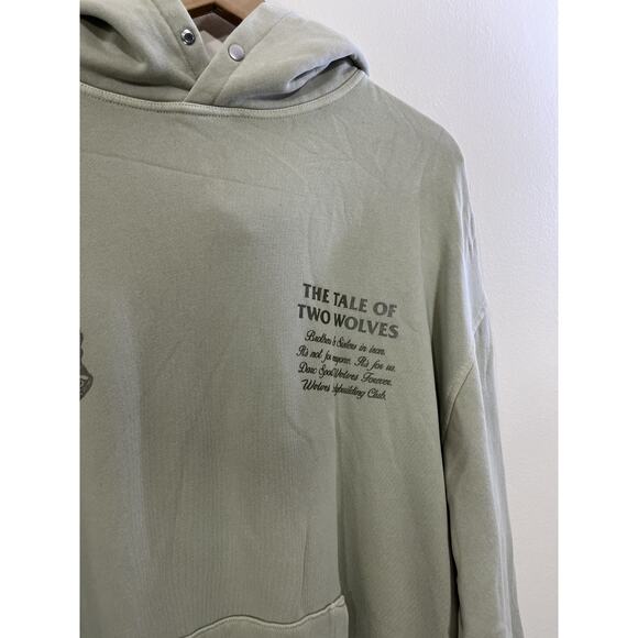Dark Sport Wolve Club The Tale Of 2 Wolves Hoodie L Grunge Street Y2K Skater 90s - Picture 4 of 16